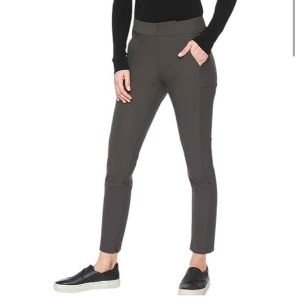 Athleta Stellar Trouser Arbor Olive Size 4 Fitted High Waisted Pant Ankle Zip - Picture 1 of 16